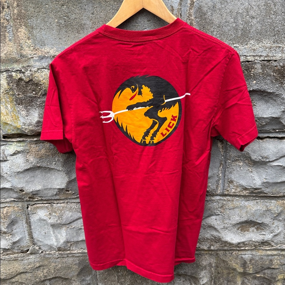 Lick NYC graphic t shirt medium red Long Island City Kleaners streetwear skate